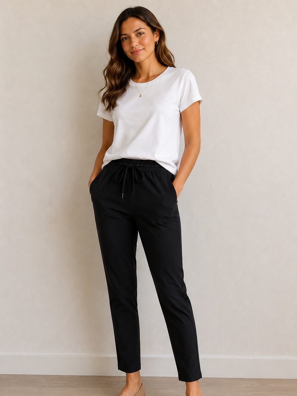 H&M Black Casual Pants with Pockets for Women